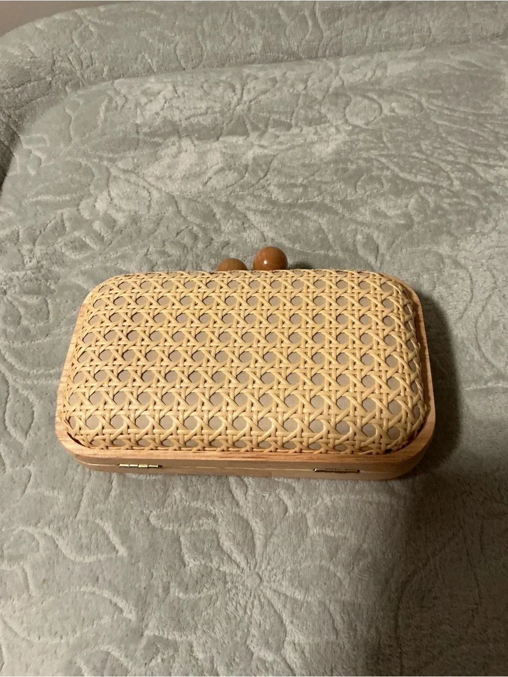 Woven Rattan Clutch Bag in Natural Tan